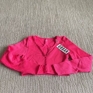Urban Outfitters Hot Pink Cropped Long Sleeve size M/L NWT
